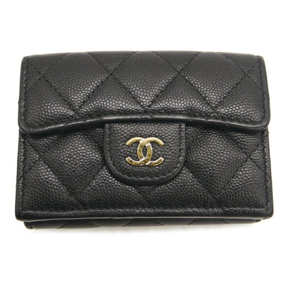 CHANEL Black Caviar Leather Logo Wallet - Picture 1 of 10